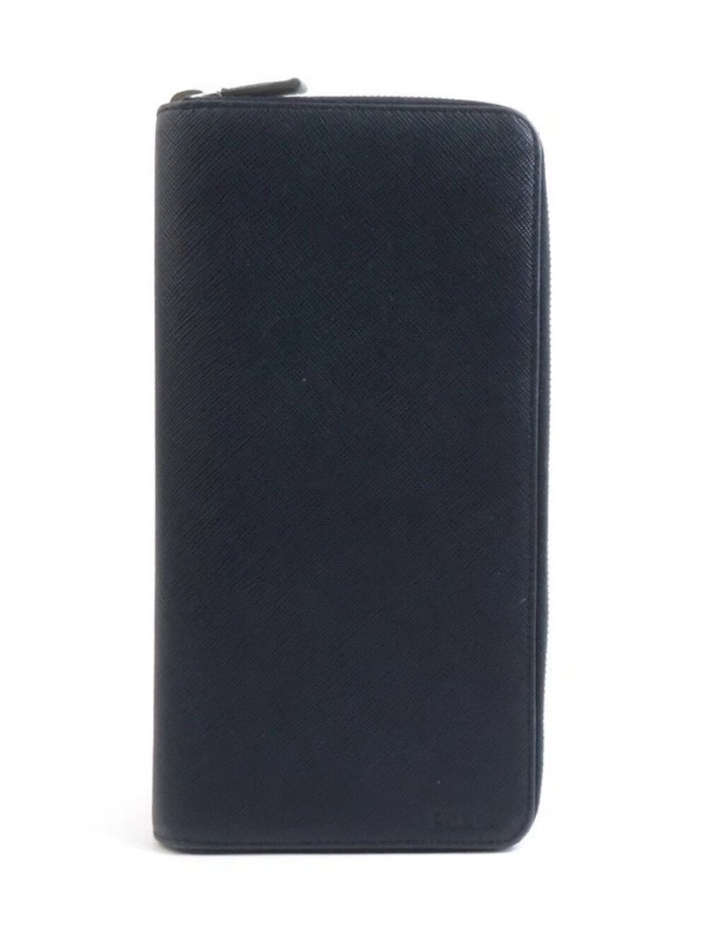 PRADA Organizer Wallet Navy Leather/Silvertone -